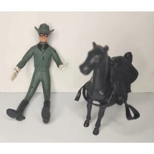Vintage 1966 Lone Ranger Lakeside Toys 6.5" Bendable American Hero & Horse BD9